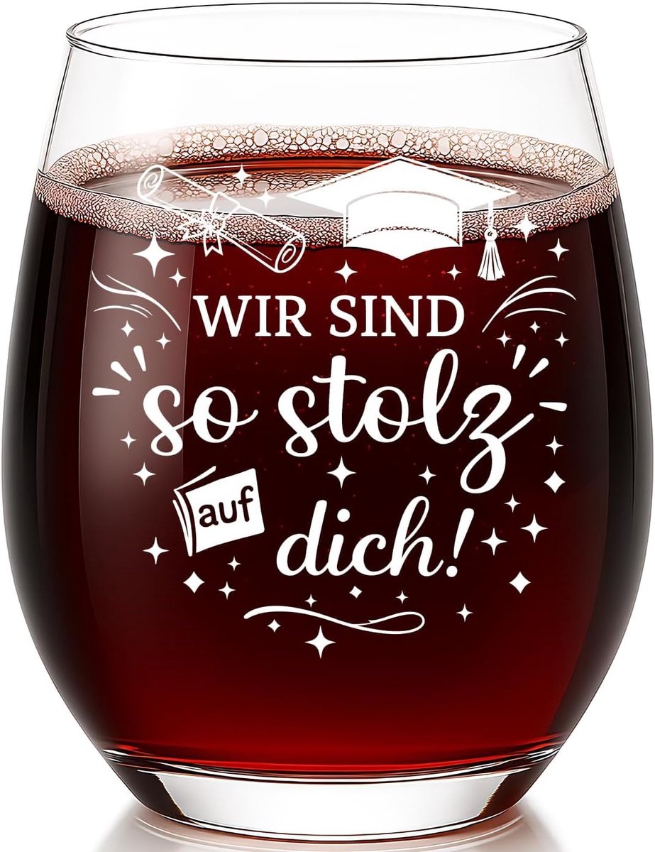 SnelShoppen - Eindexamen Wijnglazen 550 ml, Transparant, Trots Op Jou, Perfect Voor Afstuderen, Feest, Bachelor, Master, Matura, Glazen, Cadeau