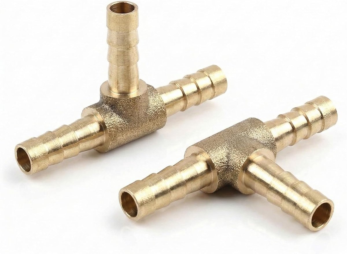 Brass T Connectors, 2 Pieces Brass Pipe Connectors, 3 Way Brass Pipe Connectors, T-Stop with Point, for Air, Water - ShopVlot