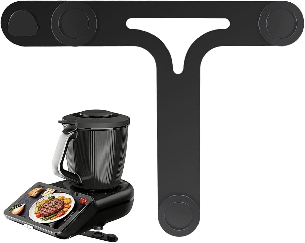 SnelShoppen - Glijplank voor Thermomix TM7 met Teflon-schuiver, zwart, hoogwaardige kunststof, krasbestendig, vochtbestendig, moeiteloos verplaatsen,