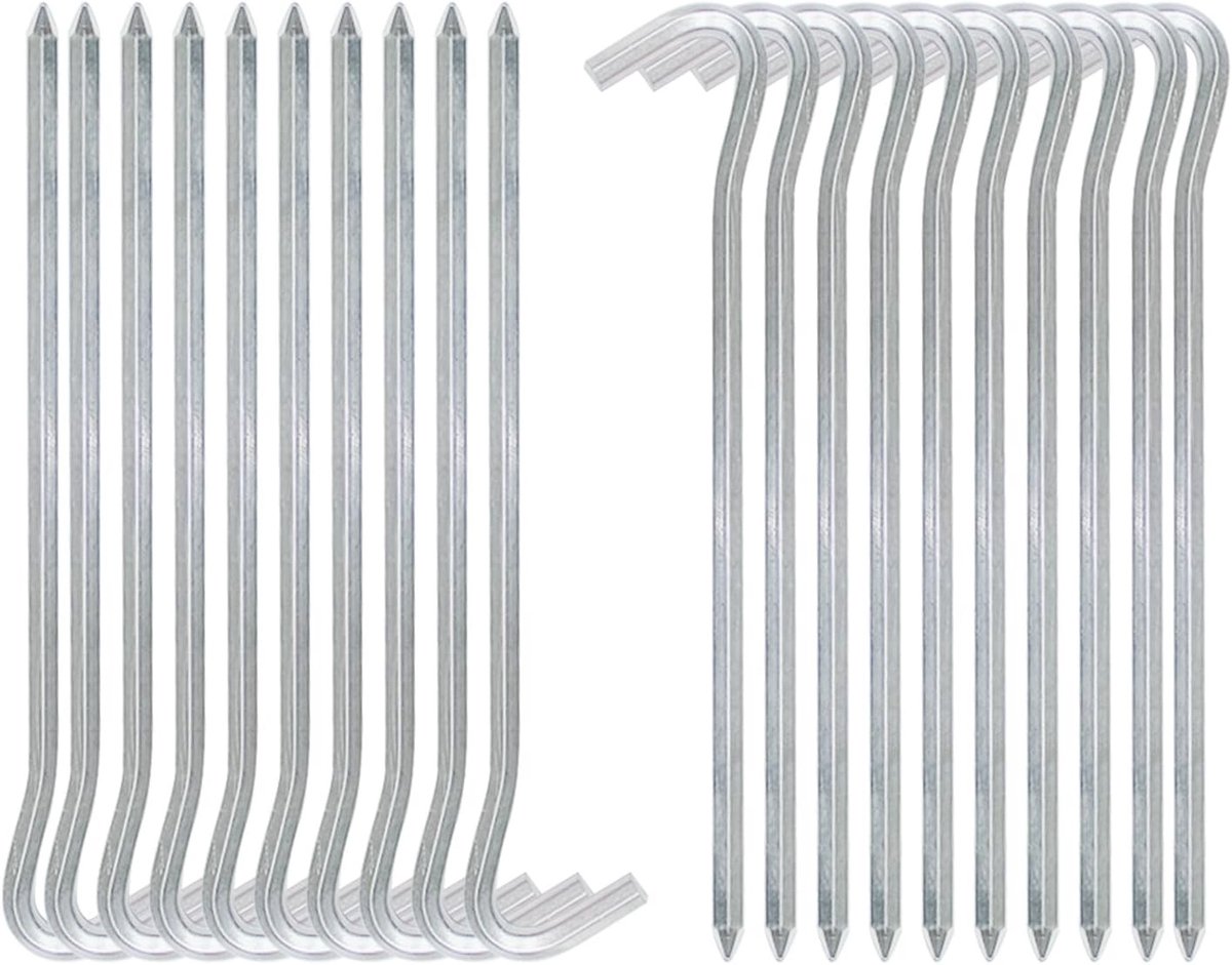 Robuuste 18 cm Tentsteken voor Harde Bodems - 20 Stuks Aluminium Camping Pegs voor Buitenactiviteiten, Ideaal voor Tentbevestiging en Outdoor Gebruik