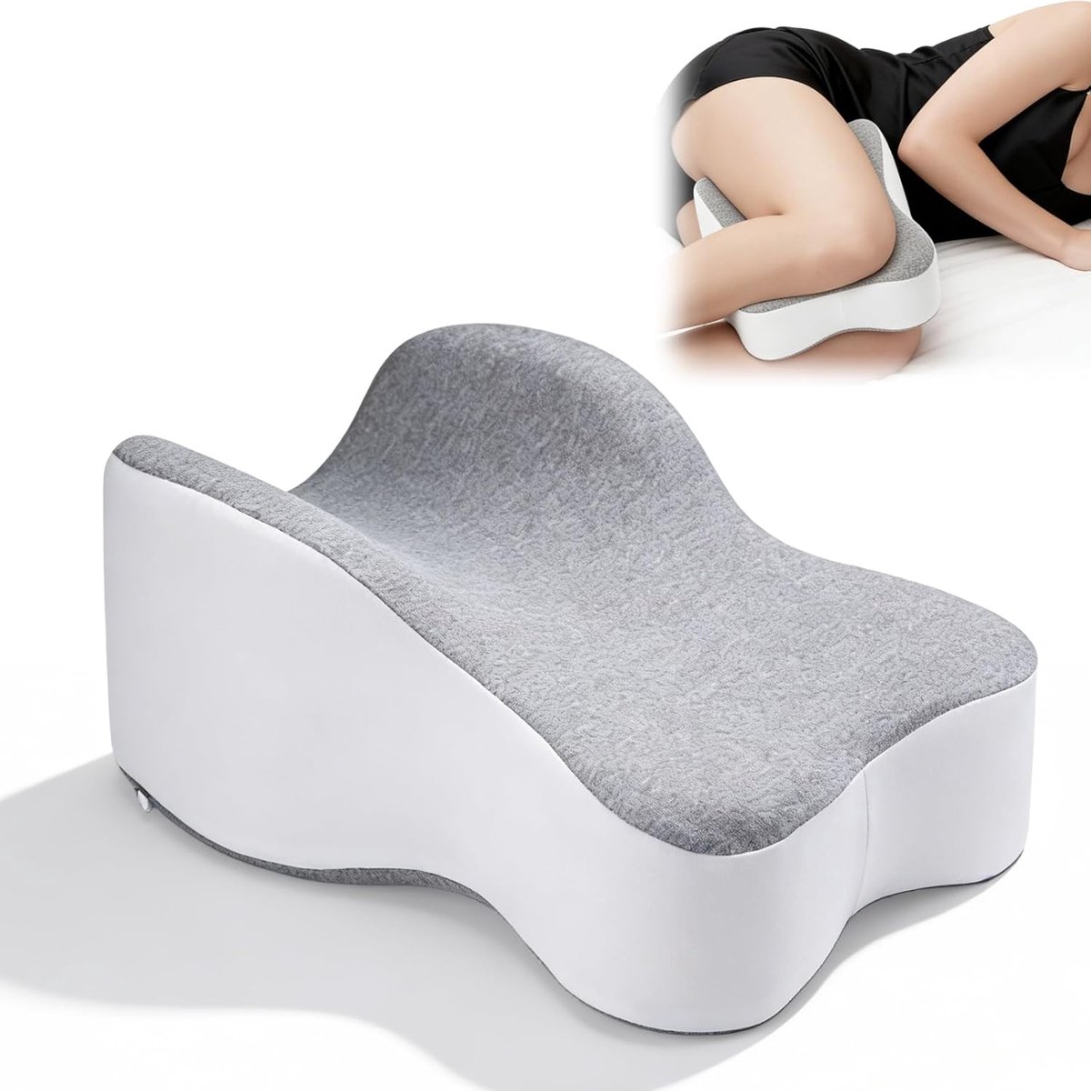 Kniekussen voor zijslapers - ergonomisch ontwerp - traagschuim - vermindert druk op heupen en knieën - ShopVlot
