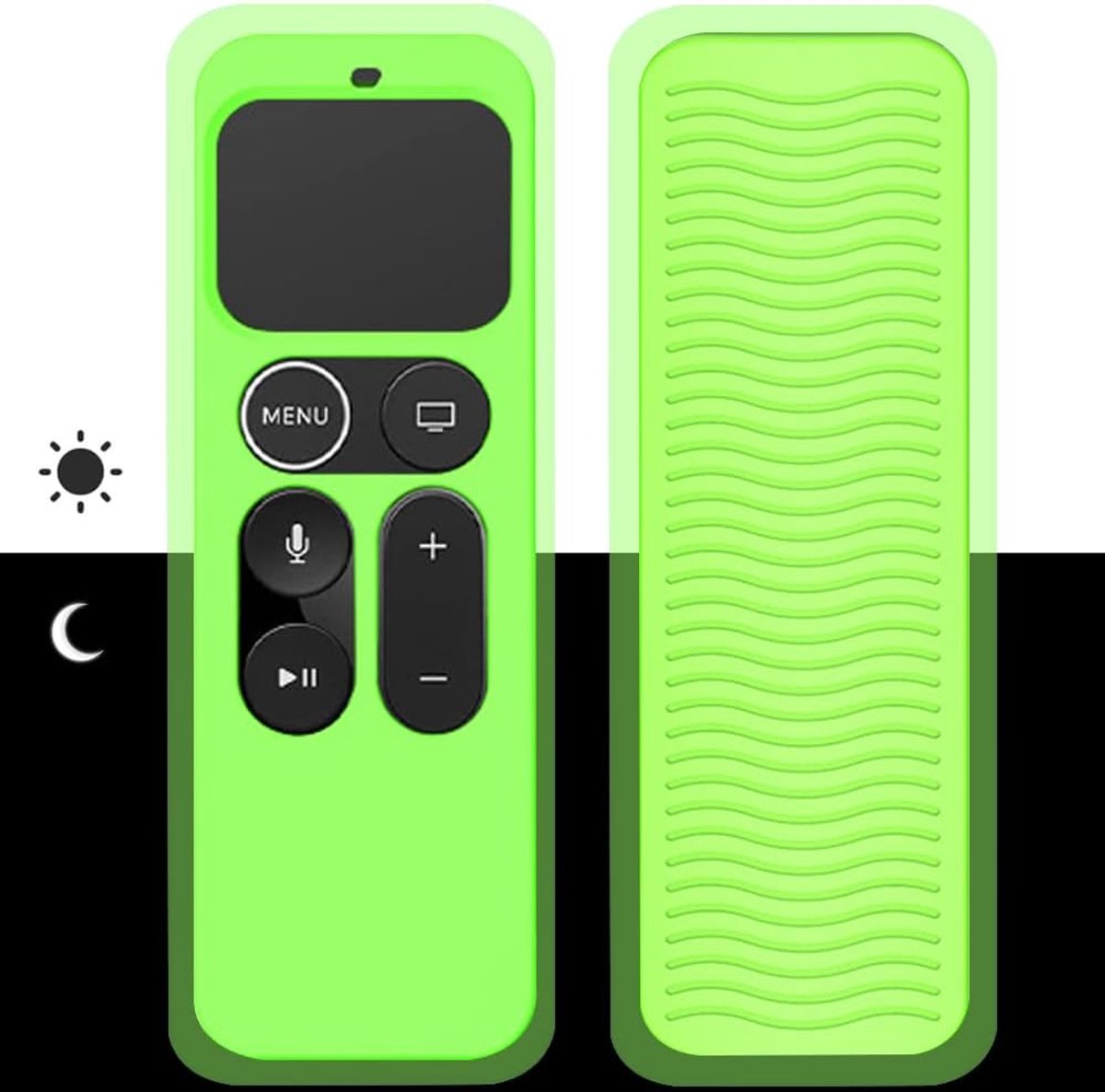 SnelShoppen - Silicone Beschermhoes voor Apple TV 4K Siri Afstandsbediening, Non-Slip Silicone Cover, Groene Gloed, TV Accessoires, Bescherming, Anti-