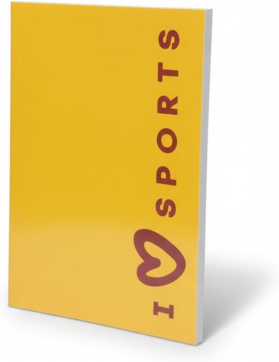 SnelShoppen - Notebook, 14.8 x 21 cm, gelinieerd, 160 pagina's, premium papier 90 g, zacht omslag, sport collectie, geel en rood, ideaal voor school,