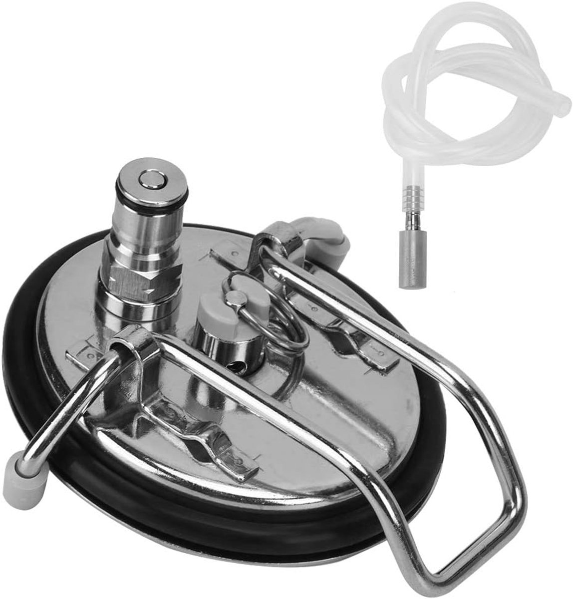 SnelShoppen - Homebrew Carbonatie Keg Deksel, RVS Soda Bier Dwangcarbonisatie Vervangingsset met 0.5 Micron Diffusie Steen voor Perfecte Bubbels