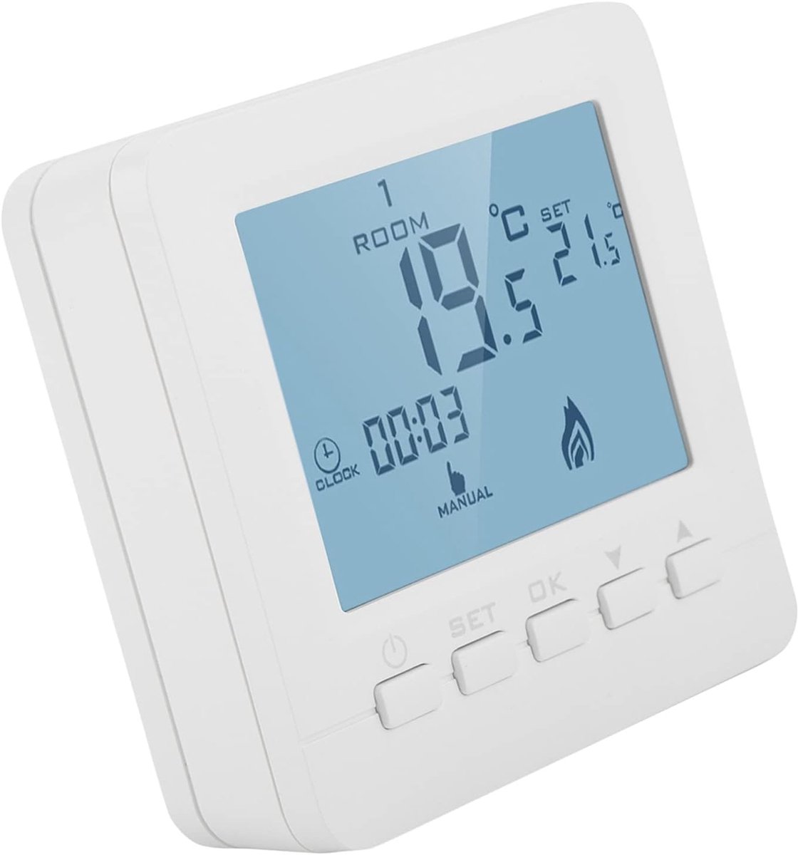 SnelShoppen - Programmeerbare Verwarmingsthermostaat met LCD Scherm - Slimme Temperatuurregelaar voor Thuis - Eenvoudige Installatie en Gebruik - Ener