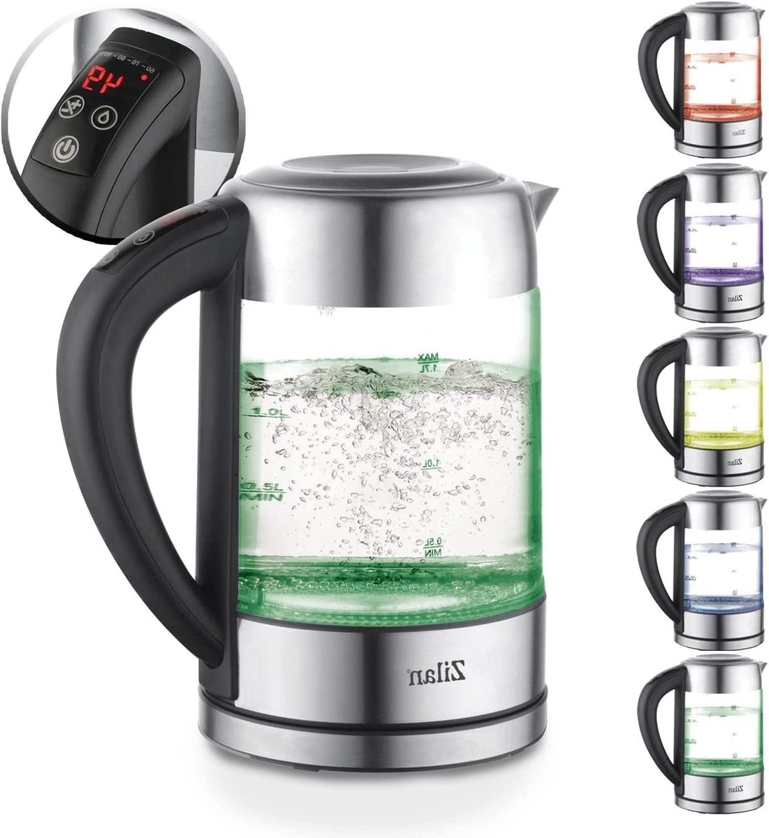 Elektrische Waterkoker - Glas Koker - Thee Zetten - Temperatuur Controle - 17 Liter - Grijs