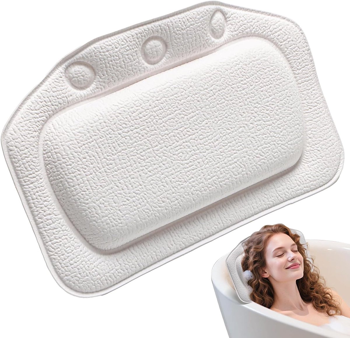 Badkussen met neksteun - Ergonomisch badkussen - 3 sterke zuignappen - Verlicht spiervermoeidheid - ShopVlot