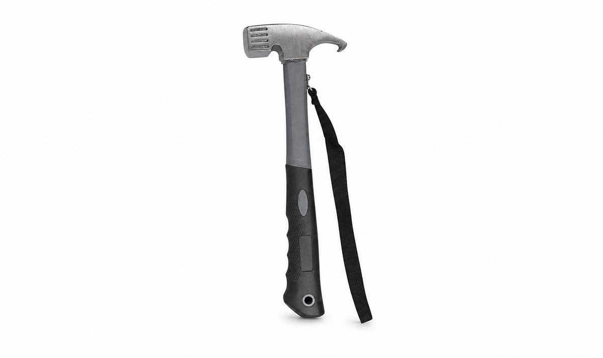 Campinghamer 16 oz met haringtrekker - 30 cm - staal en rubber