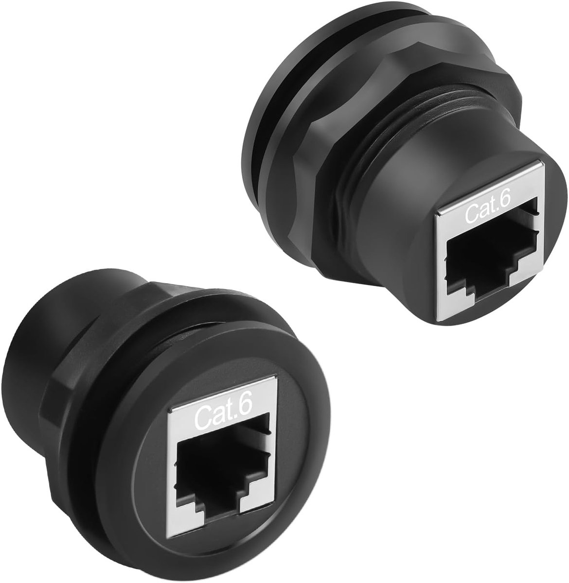 QIANRENON CAT6 RJ45 Threaded Fixed Mount Ethernet Adapter Coupler 1000Mbps RJ45 8P8C Bus to Bus Bulkhead Mount 180° - ShopVlot