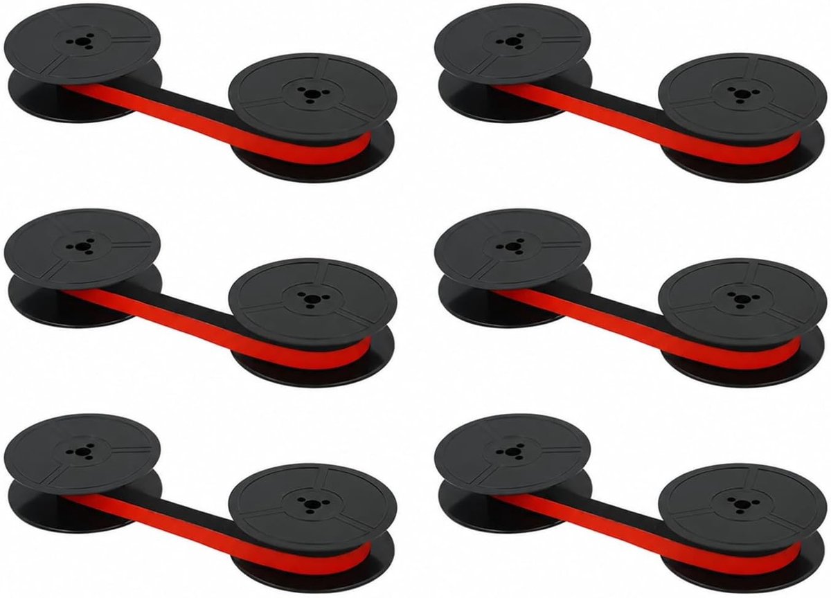 Typewriter Ink Spool Ribbon GR1 - Rood & Zwart (6 Pack) - Dubbele Spoel voor Olympia Typemachine, Inktlint, Typemachine Accessoires, Kantoorbenodigdheden