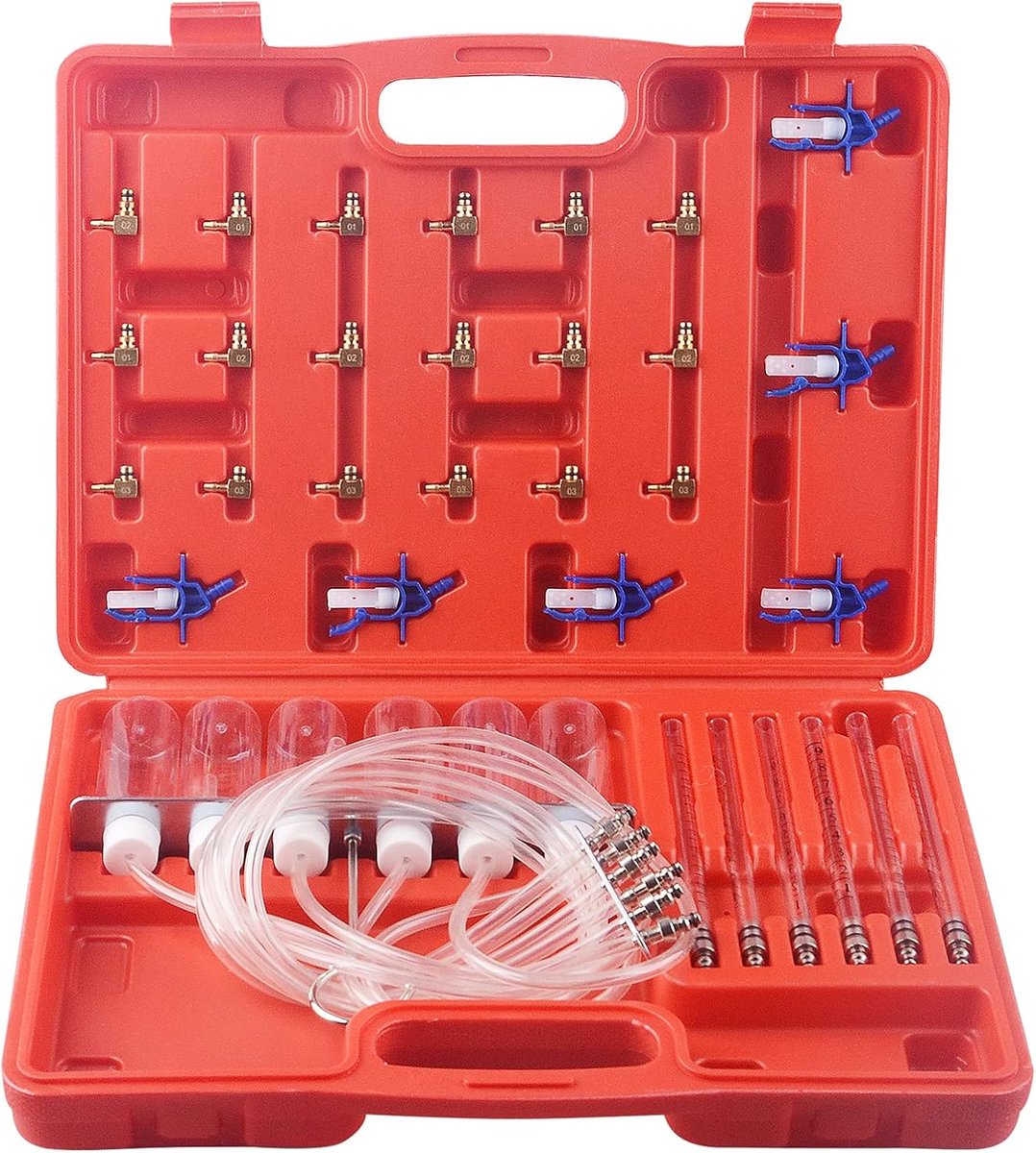 SnelShoppen - 24-delige Diesel Injector Flow Meter Adapter Set voor Common Rail, Geschikt voor BOSCH, SIEMENS, DENSO en DELPHI, Voor het Meten van Bra