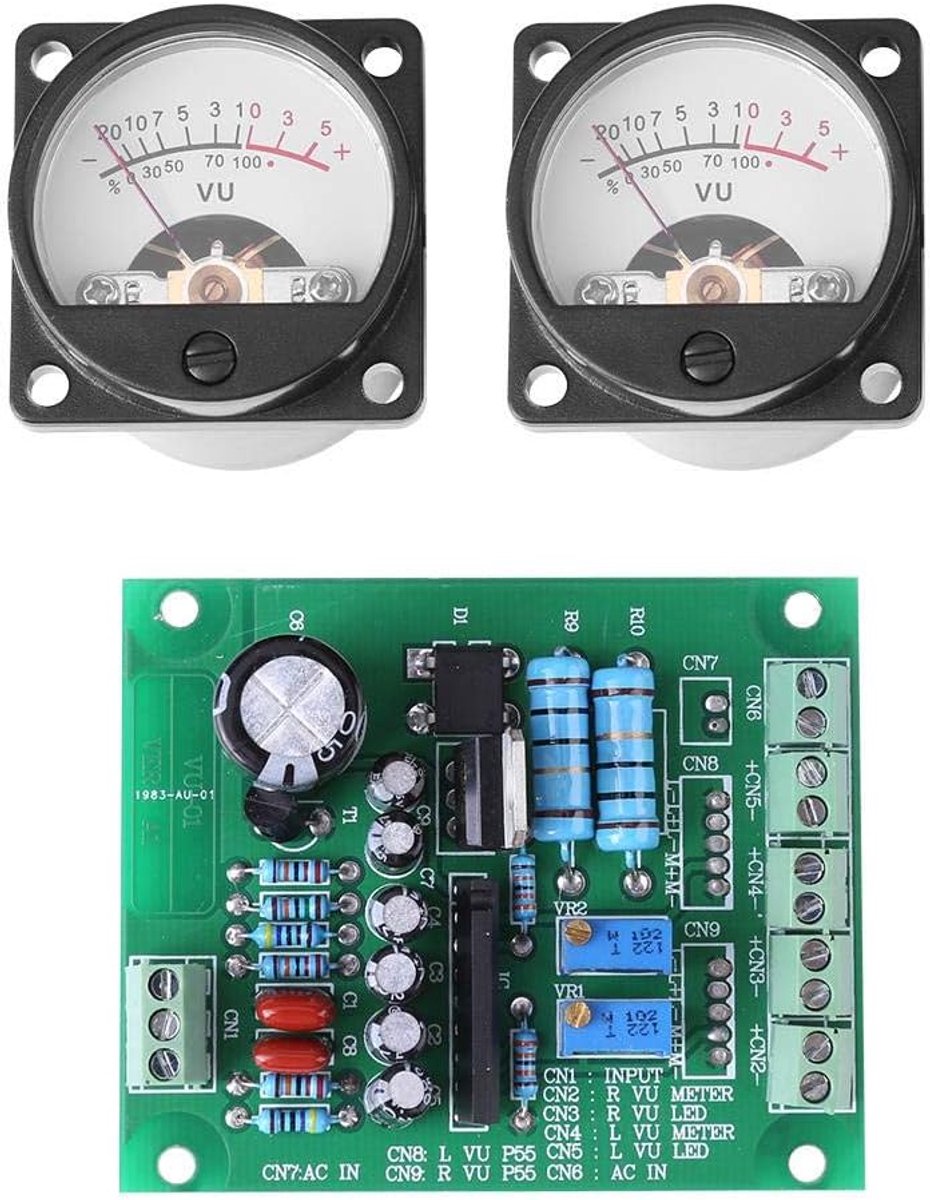 SnelShoppen - 2 Stuks Akozon Seen Meter, Warm Achtergrondverlichting + Audio Niveau Versterker met Stuurkaart, 12-15V, Geschikt voor Transformator en