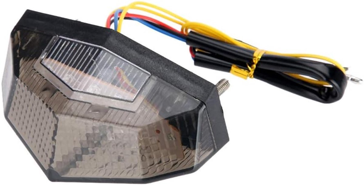 SnelShoppen - Yctze Motorfiets Achterlicht - DC12V Plastic Geïmmodificeerd LED Achterlicht - Remlicht en richtingaanwijzers - Smoke Zwart - Hoogtepunt