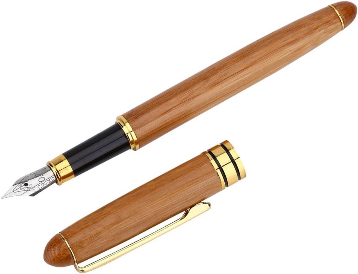 SnelShoppen - Bamboo Plywood Calligraphy Pen, 1 stuk Kunst Pen met Brede Stub Chisel Nib, 0.7mm Schrijven voor Gothic, Arabisch en Italiaans Schrijven