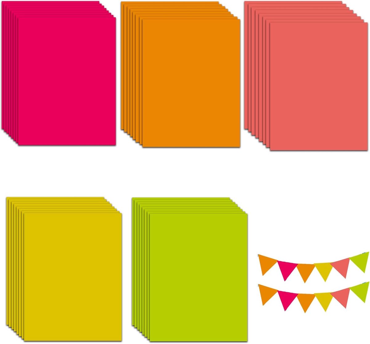 Neon papier 40pcs - UV-reactief - 5 kleuren - Perfect voor blacklight feesten - ShopVlot