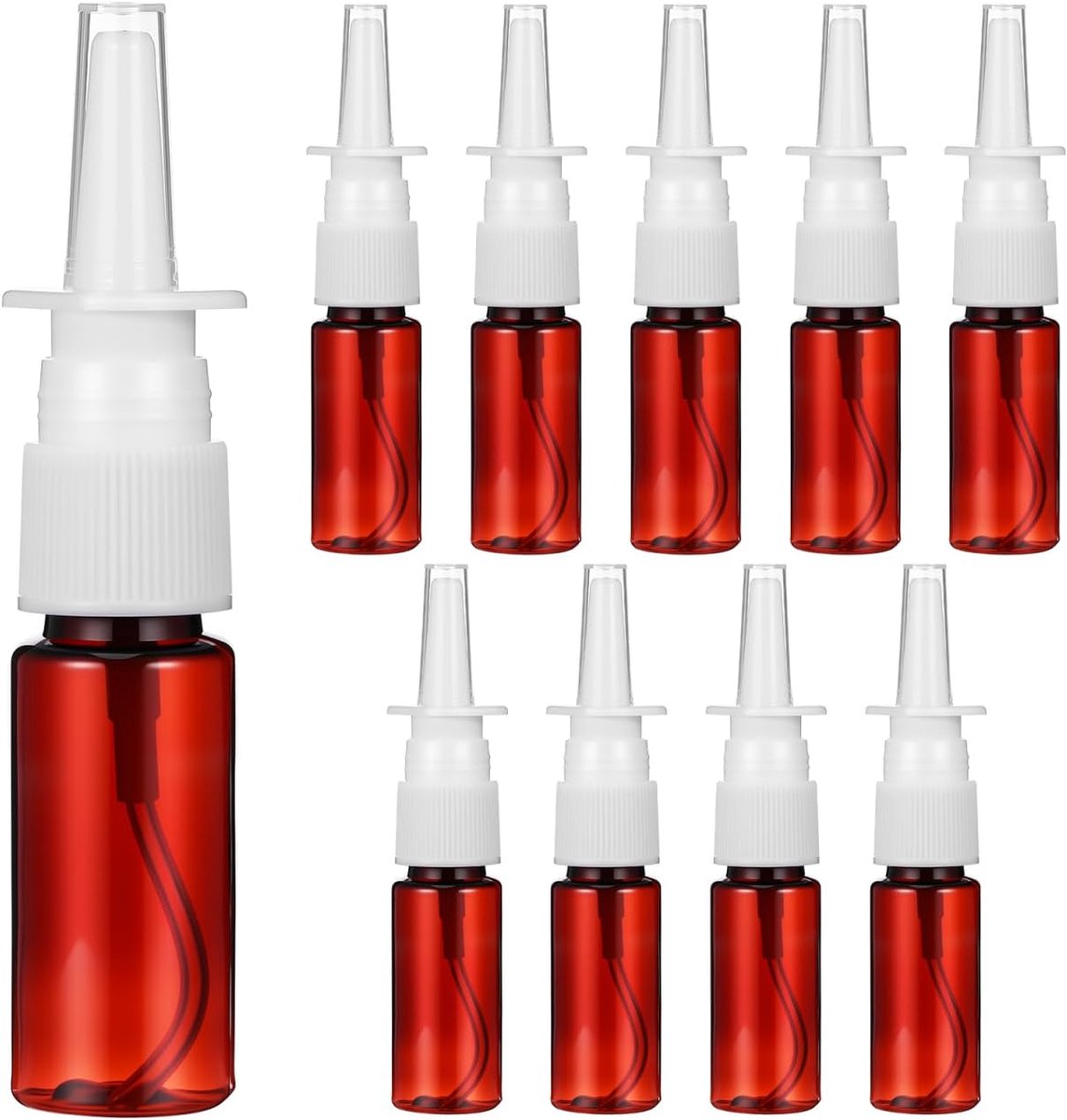 SnelShoppen - 10 stuks 15 ml navulbare mini-spuitflessen met fijne nevel, lichtgewicht bruin kunststof voor reizen, thuisgebruik, ideaal voor vloeisto