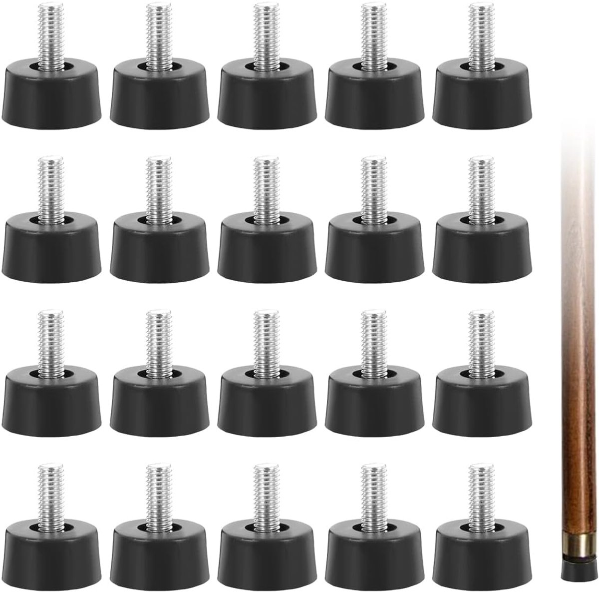 Meubelvoetjes M5×20mm - Zwart verstelbaar - 20 stuks - Voor het nivelleren van meubels - SnelShoppen