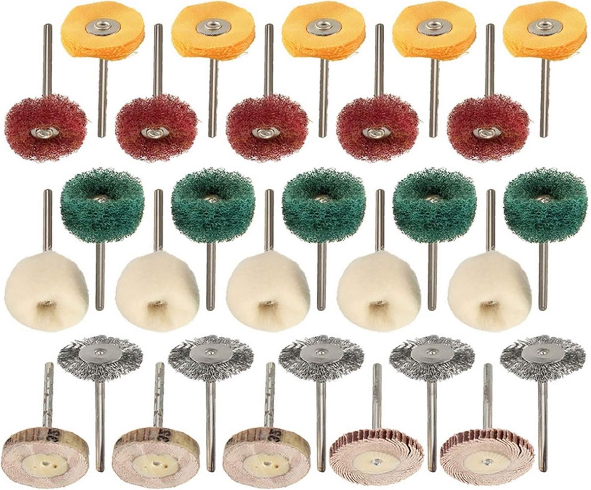 SnelShoppen - 30 Pack 40mm Schuurwielen Polijstwielen Set voor Draa gereedschap - Hoogwaardige Schuurpads, Staal, Wol, Efficiënt voor Metaaloppervlak