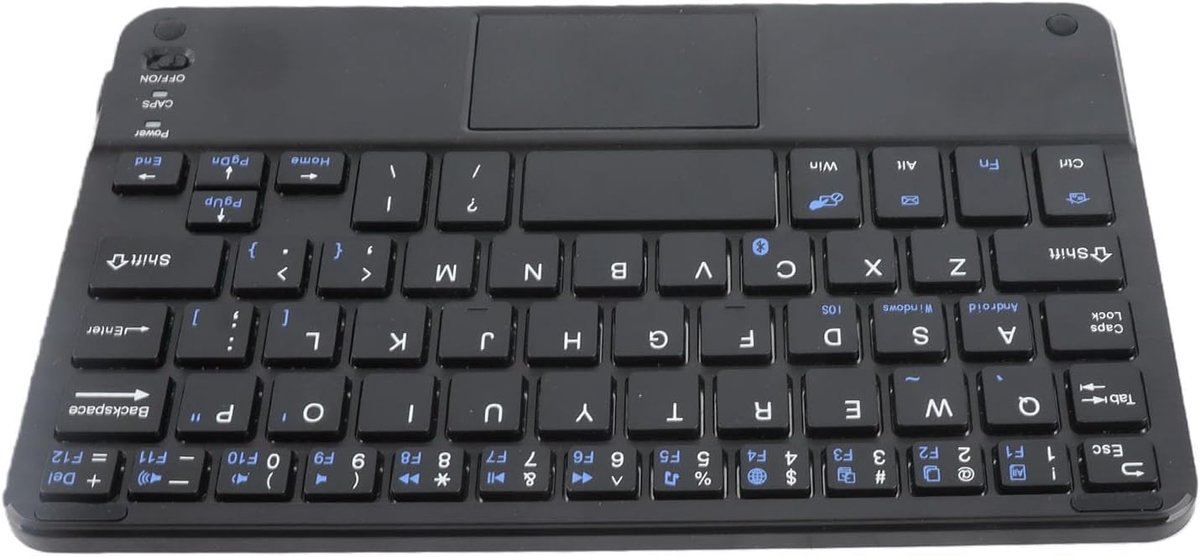 SnelShoppen - Draadloos Bluetooth Toetsenbord, Ultra Dun Mini Toetsenbord met Touchpad voor PC/Tablet, Ondersteunt Android, Ingebouwde 280 mAh Accu, 1