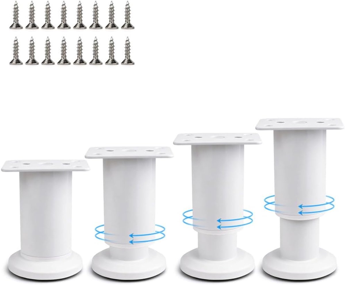 SnelShoppen - 4 Stuks Verstelbare Meubelpoten Hoogte 8-12 cm, Wit Metalen Kastpoten voor Tafel, Kast, Bank of Bed, Duurzaam en Stevig