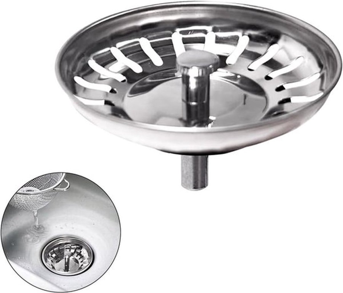 RVS Afvoerstopper met Zeef, 79mm Afvoerbak, Vervangende Keukenafvoer Accessoires voor Efficiënte Waterafvoer en Verstopte Afvoeren