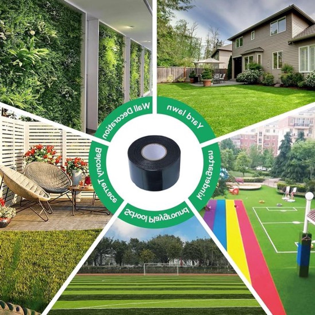 Dubbelzijdige tapijt tape voor kunstgras, zelfklevende stof voor buitengebruik, 50mm x 5m, ideaal voor tuinaccessoires en vloerbedekking
