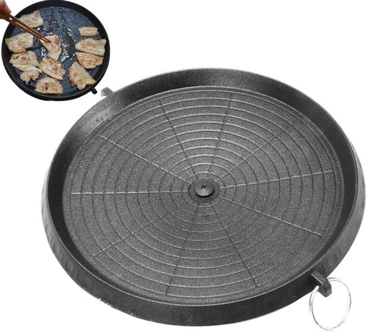 Koreaanse BBQ Grillpan met Maifan Coating voor Binnen en Buiten Gebruik, Ideaal voor Gezellige Grillavonden en Gezond Koken
