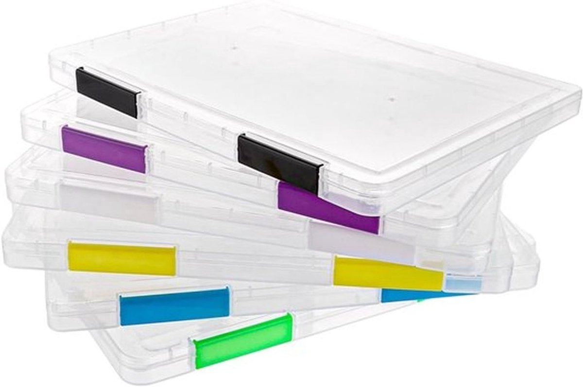 Multifunctionele Transparante Documentdozen Set van 6 - A4 Organizer met Sluitbare Deksel voor Kantoor- en Schoolbenodigdheden, Ideaal voor Archiveren en Ordenen