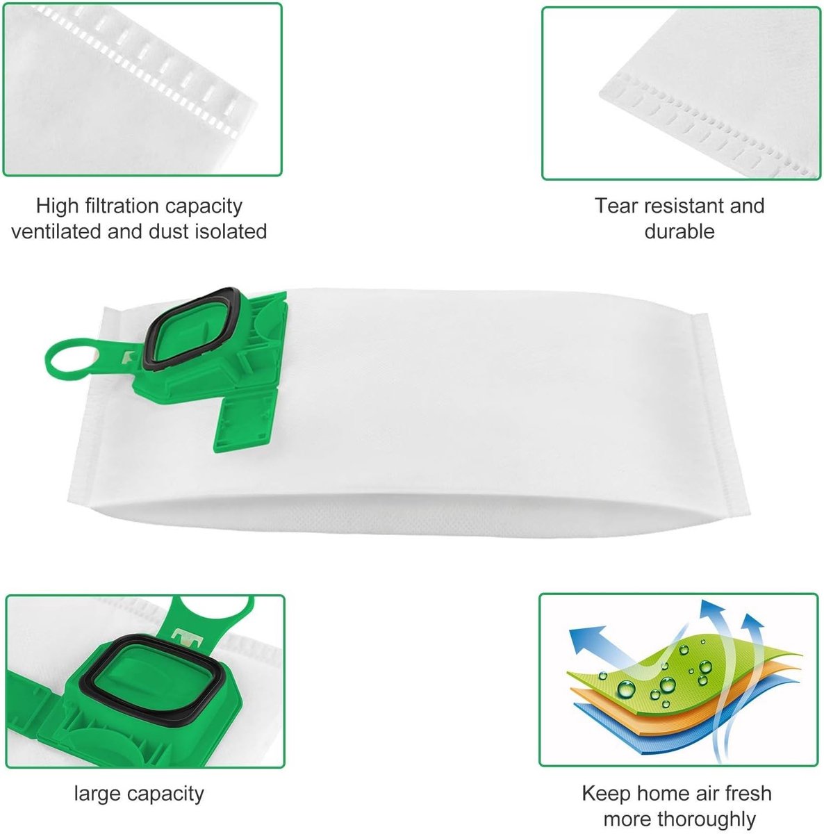 Stofzuigerzakken - Voor Vorwerk Kobold VK140 VK150 - 10 Zakken en 3 Filters - Microfleece - Voor Schone Lucht