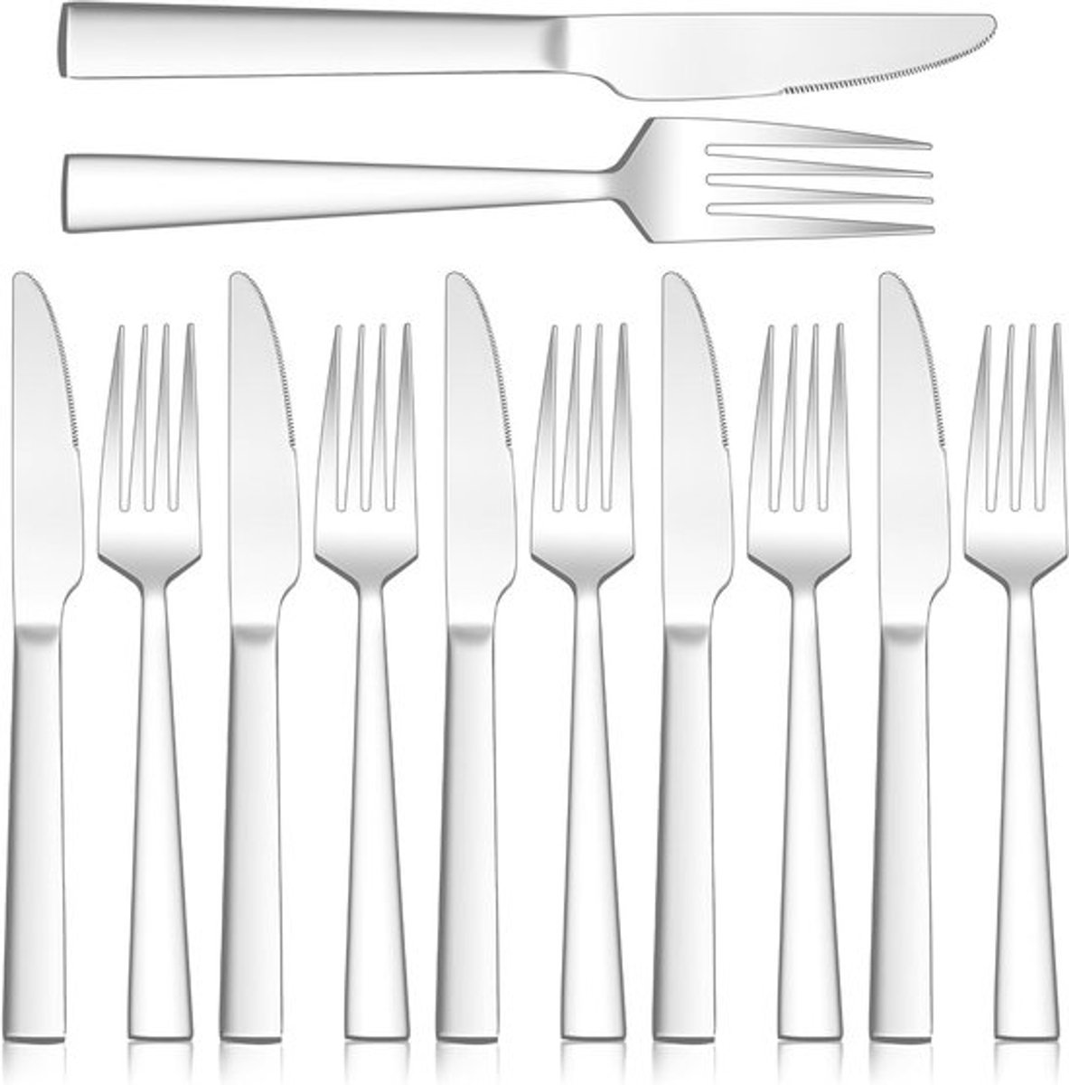 Steak bestekset voor 6 personen - 12-delige set met vierkante handgrepen, ideaal voor diners en barbecues
