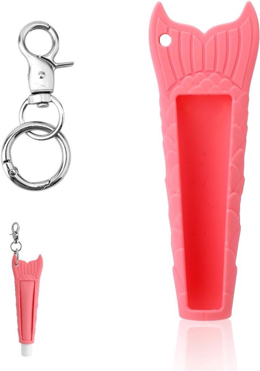 Draagbare Sleutelhanger voor Lippenbalsem, Siliconen Beschermcase voor Lippenbalsem, Geschikt voor Diverse Merken, Roze Kleur