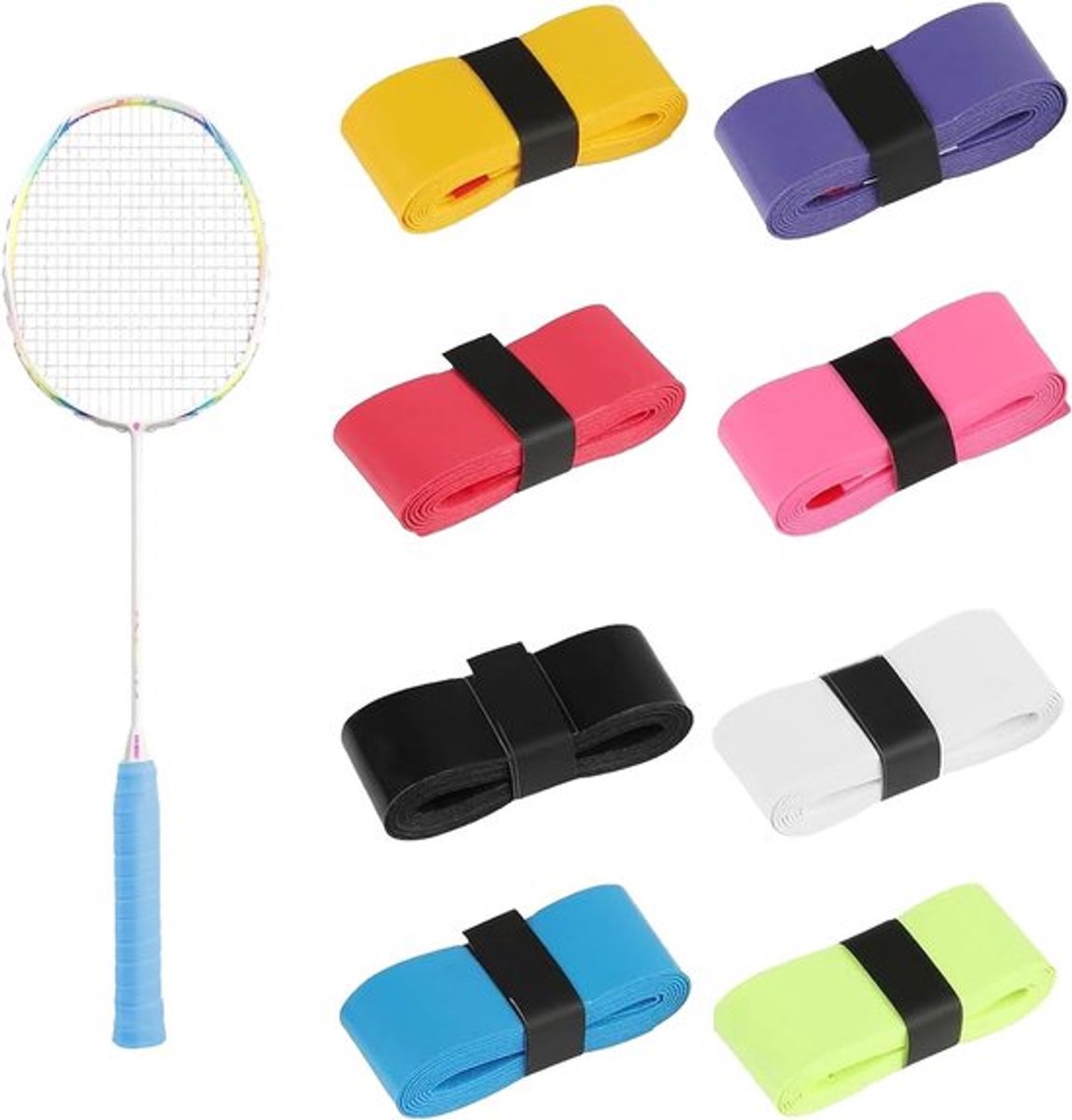Gripbanden voor Badminton en Tennis, 8 Stuks, 110 cm, Antislip Grip, Verbeter Je Spel en Comfort