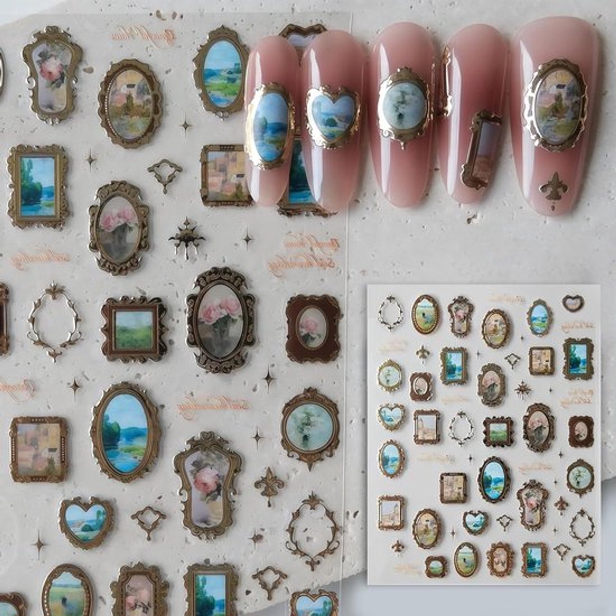 Zelfklevende Vintage Nail Art Stickers voor Vrouwen - Gouden Decoraties voor Nagels, Nail Art Accessoires en Manicure Decoratie