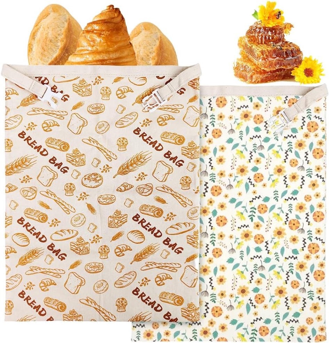 Bijenwas Broodzakken - Natuurlijke Kleur - 43 x 33 cm - Herbruikbaar met Bijenwas - Voor Zelfgemaakt Brood