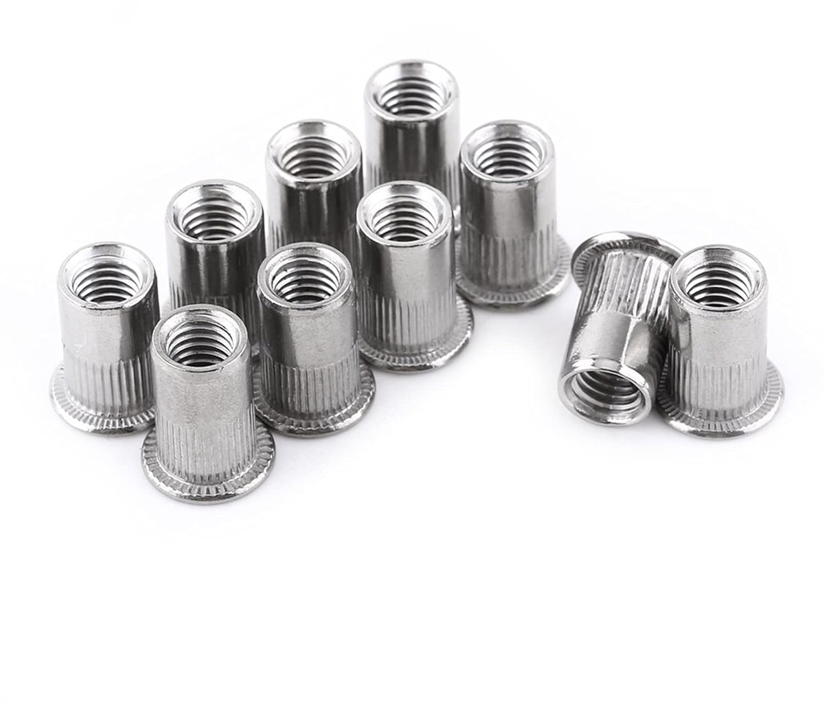 SnelShoppen - 20-delige Rivet Nut Insert Assortiment Kit - 304 RVS Platte Machine Schroeven M3/M4/M5/M6/M8 - Duurzame Fastener Reparatie Tool Accessoi