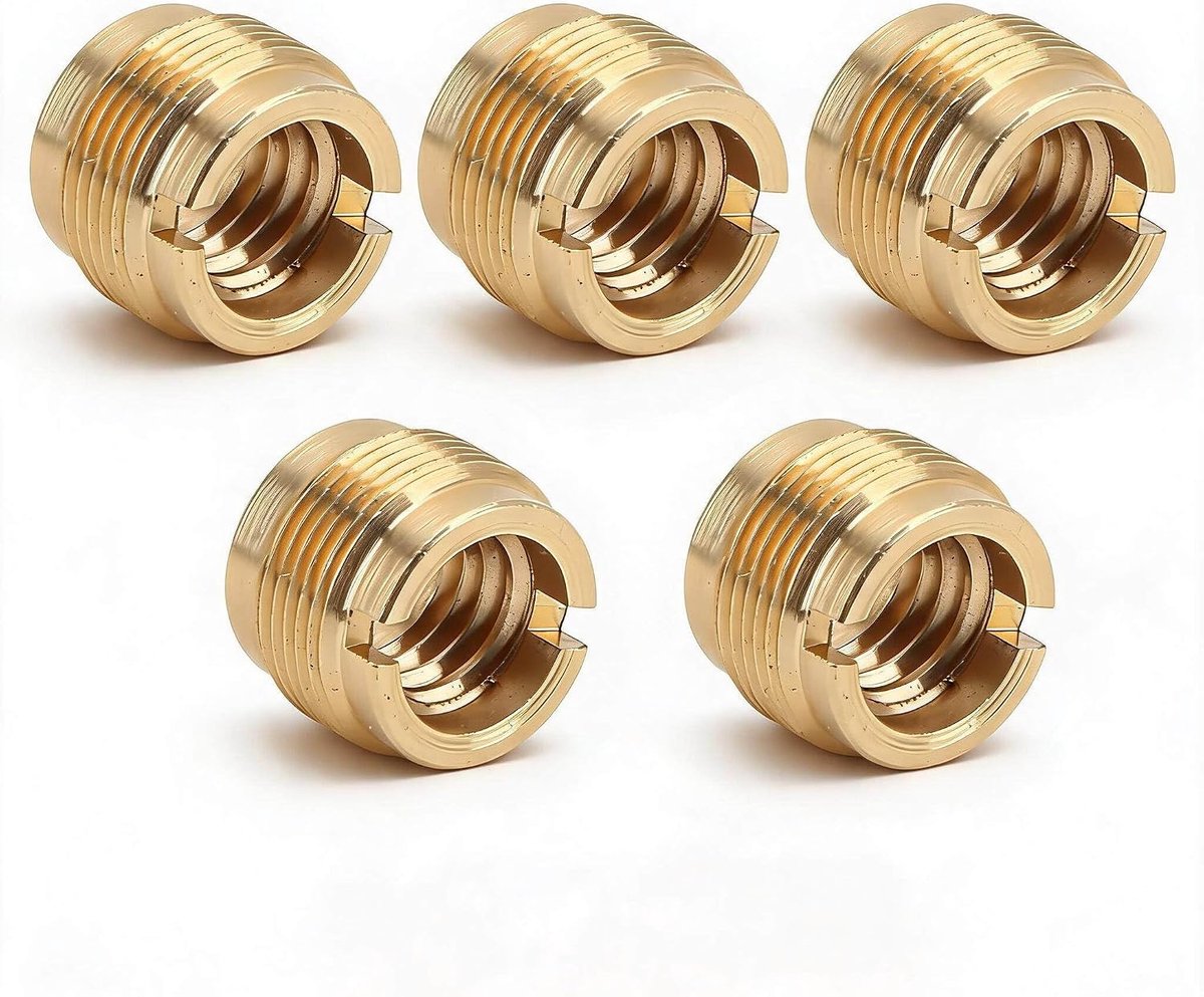 SnelShoppen - 5 Stuks RVS Microfoonstandaard Adapter 3/8 Inch Vrouwelijk naar 5/8 Inch Mannelijk Microfoon Draad Adapter, Duurzaam Koper, Ideaal voor
