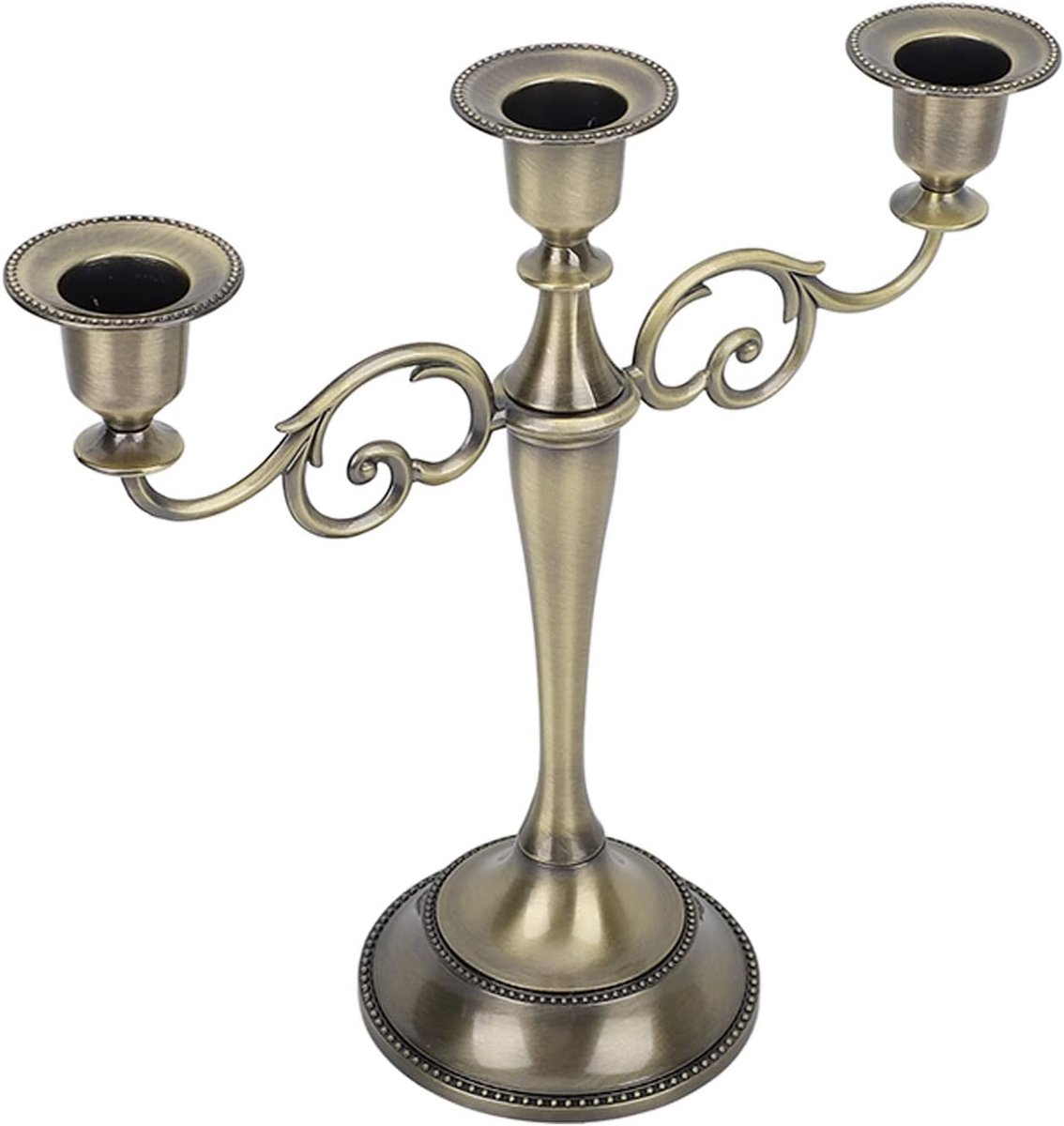 SnelShoppen - Elegante Driearms Kandelaar in Europese Stijl - Retro Bronzen Kaarsenhouder voor Eettafels, Feestelijke Gelegenheden, Duurzaam Metaal