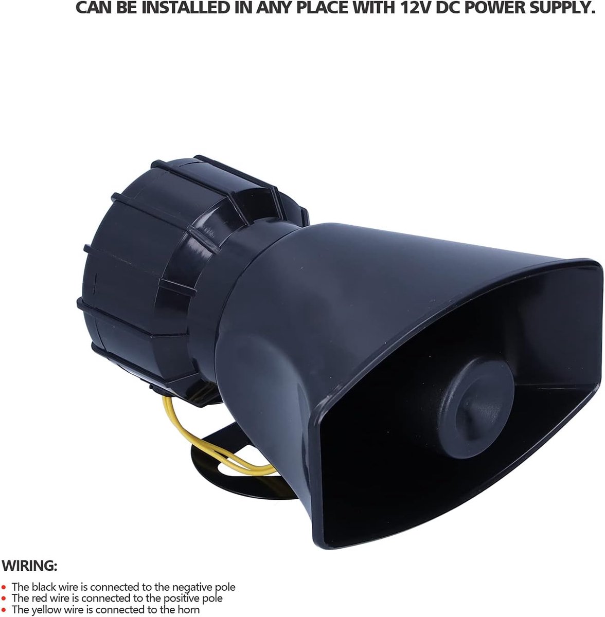 SnelShoppen - Sirene Speaker 12V 100W 125DB Hoorn Megaphone 5 Toon Geluid Noodalarm Brand Sirene Handheld Microfoon Speaker voor Auto Motorfiets