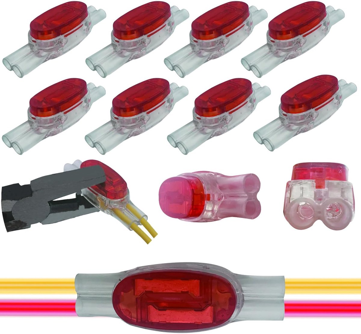 SnelShoppen - U1R Draadverbindingen, 8 Stuks Knop Telefoon Draadverbindingen, Oranje Draadverbindingen met Afsluitgel, Telefoon Crimpconnectoren voor
