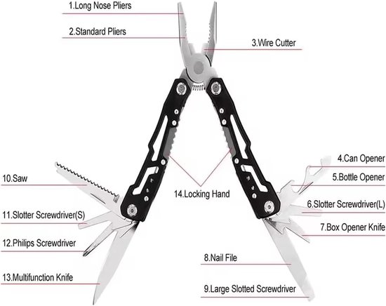 Multifunctionele Tool Bar - Vouwbare RVS Pliers - Voor Buitenactiviteiten - Ideaal voor Kamperen - ShopVlot — afbeelding 2