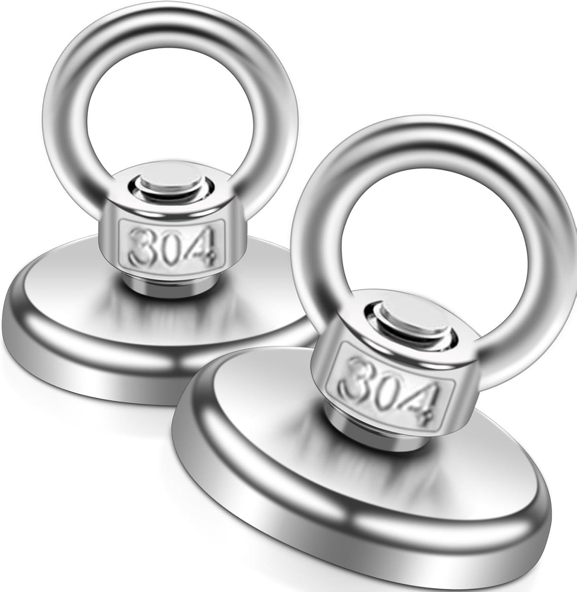 SnelShoppen - Extra Sterke Grote Magneten 36 mm, Magnetische Vis Magneten met Oog, 2 Stuks, Neodymium Magneten met Hefringen en Schroeven voor Magnetv