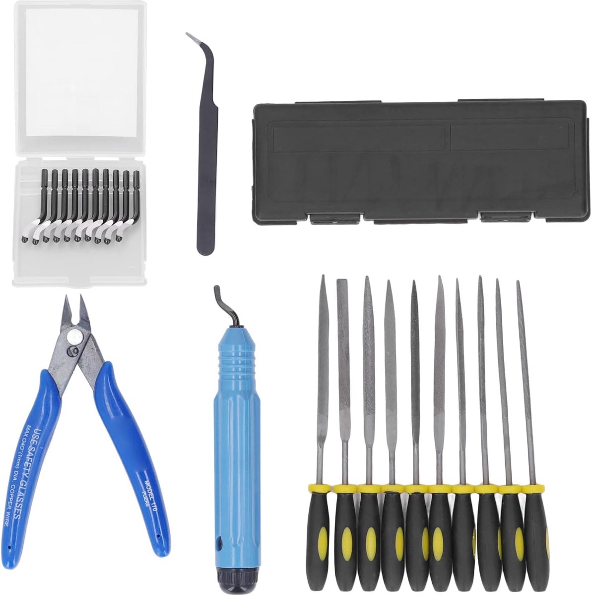 SnelShoppen - 3D Print Gereedschap Set, 33-delige Tool Set voor Model Trimmen, Ontbramen, Schoonmaken, Afwerken en Printen, Carbon Staal Precisie Ontb