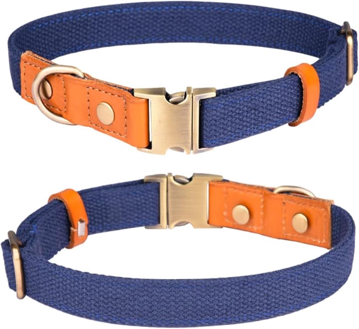 SnelShoppen - Nylon Hondenhalsband met Metalen Veiligheidssluiting, Verstelbare Leer en Nylon Hondenhalsbanden voor Kleine, Middelgrote en Grote Honde