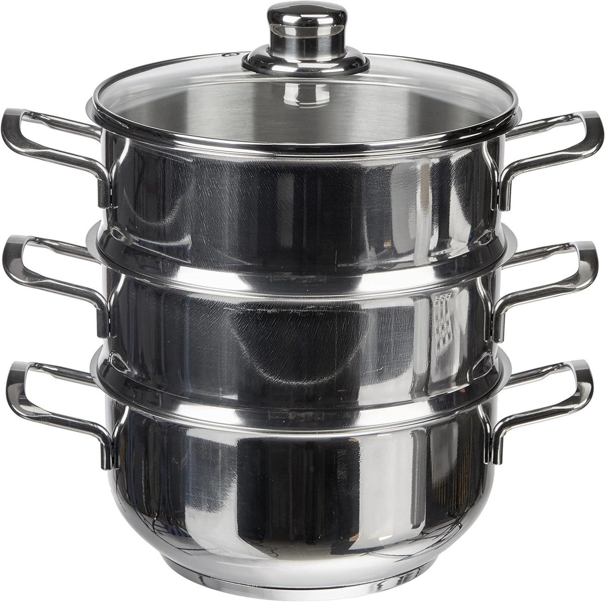 Stoompan Set Kookpan Stomer Gezond Koken 3 Niveaus 20 cm Diameter Zilverkleurig