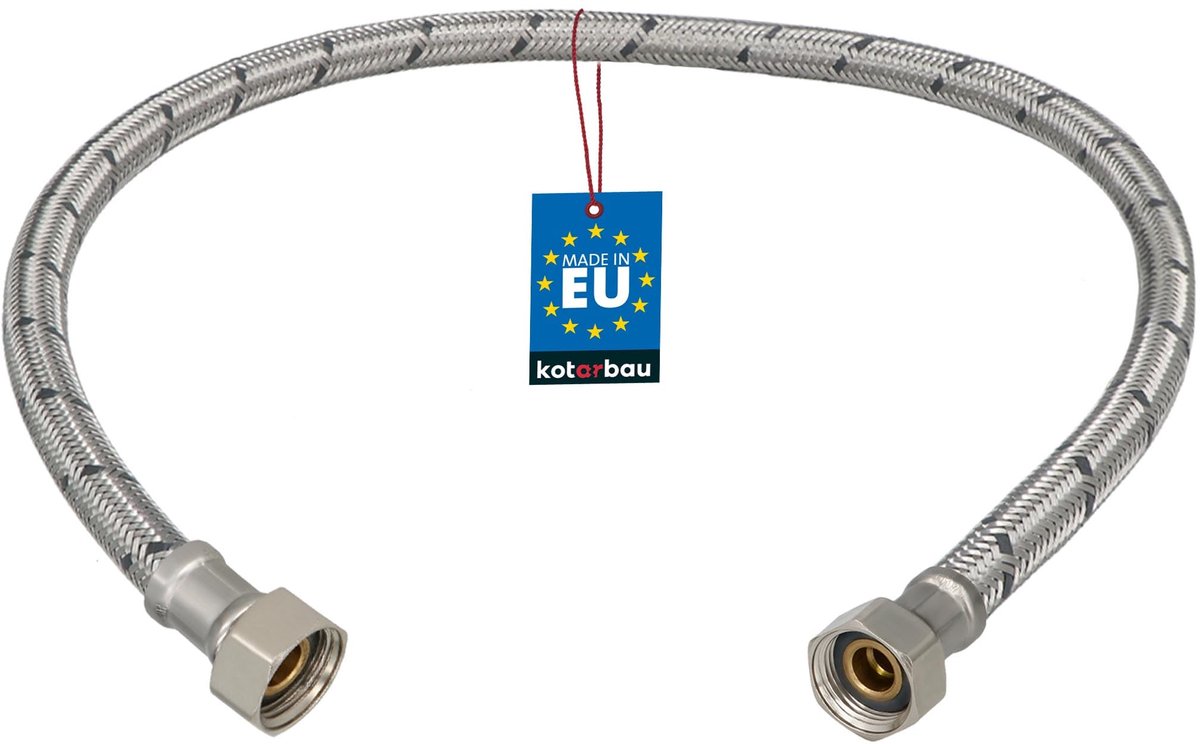 KOTARBAU® Flexibele Aansluitslang 3/8" x 3/8" - Flexibele Kraanslang 60 cm - Sanitaire Aansluitslang - Flexibele Verbindingsslang - Aansluitslang Armatuur - met Roestvrijstalen Vlechtwerk