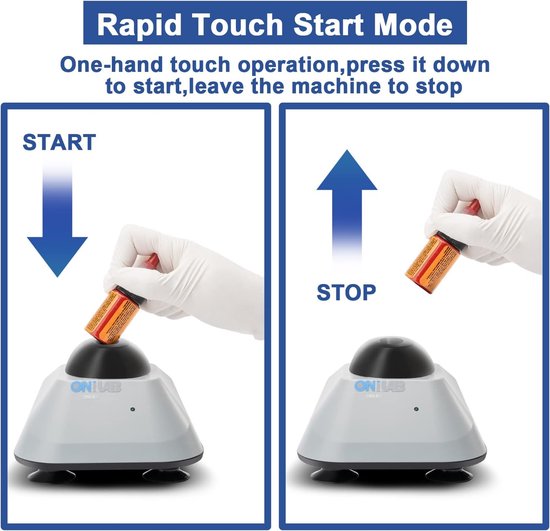 Mini Vortex Mixer - Laboratorium Roerder - Vloeistoffen Mengen - Touch Functie - 120 Mengbollen - Grijs van MINI — afbeelding 3