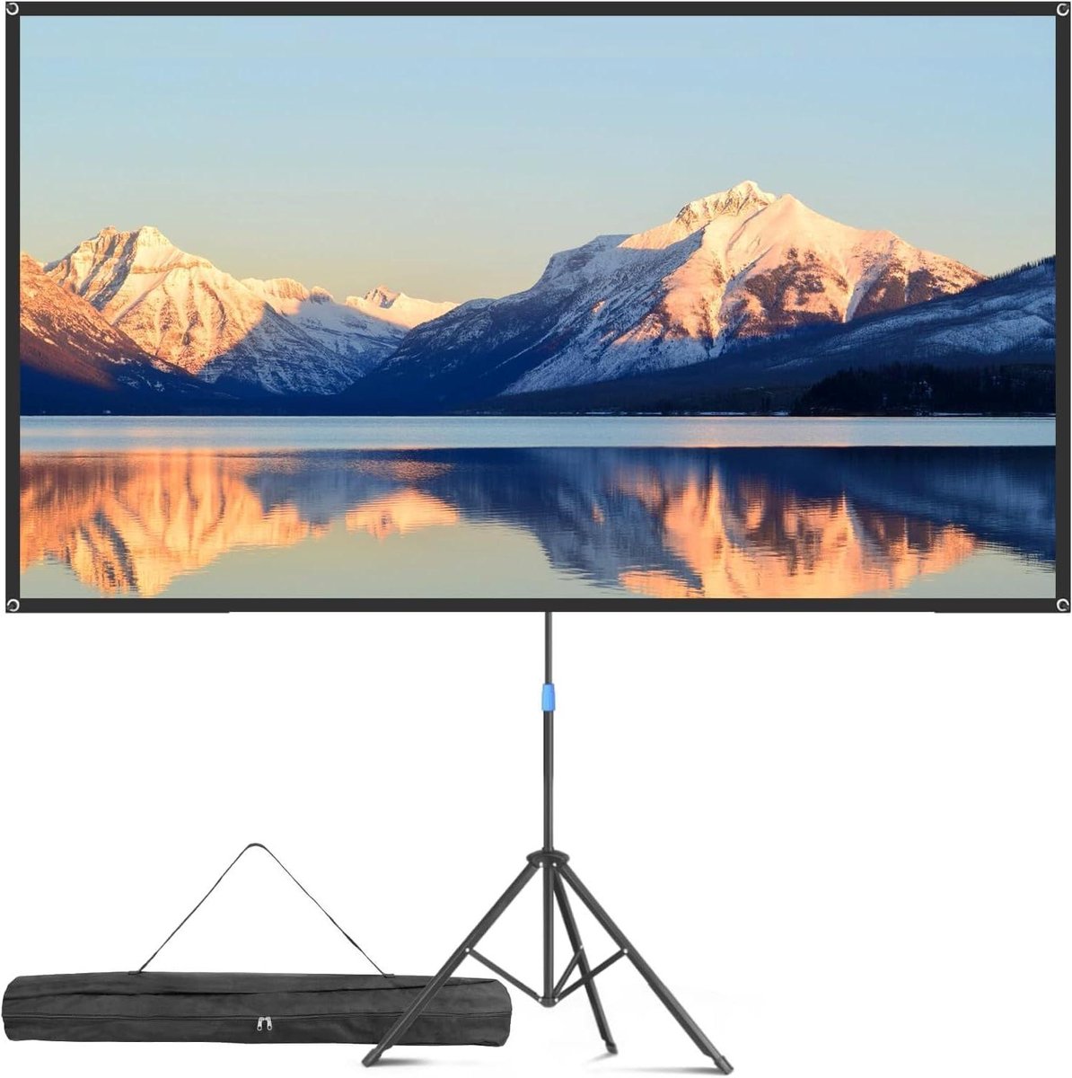 Projectorscherm met Statief - Mobiel Scherm - Thuisbioscoop Creëren - Stabiele Tripod Constructie - 80 Inch Diagonaal - Wit