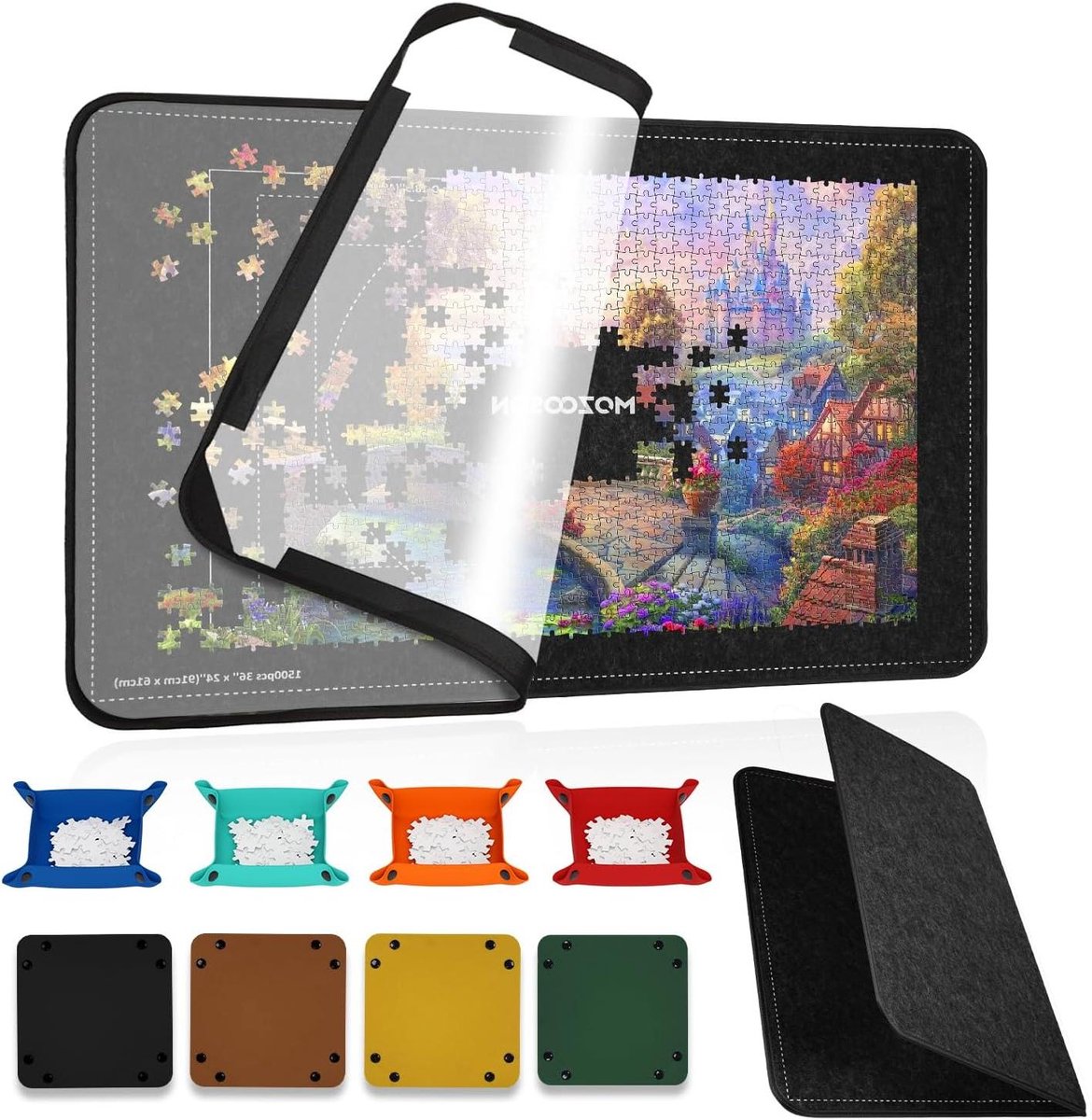 Puzzelbord Opvouwbaar - Puzzelmat - Puzzels Maken - Met Opbergbakjes - 95 x 65 cm - Zwart