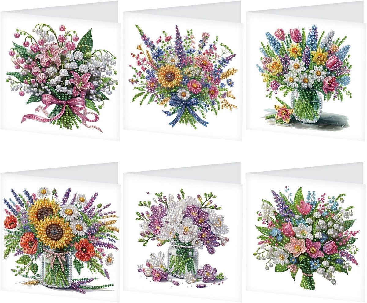 Diamant Schilderij Wenskaarten - 30 x 15 cm - Creatieve Borduurset met Enveloppen - Voor Verjaardag en Kerst