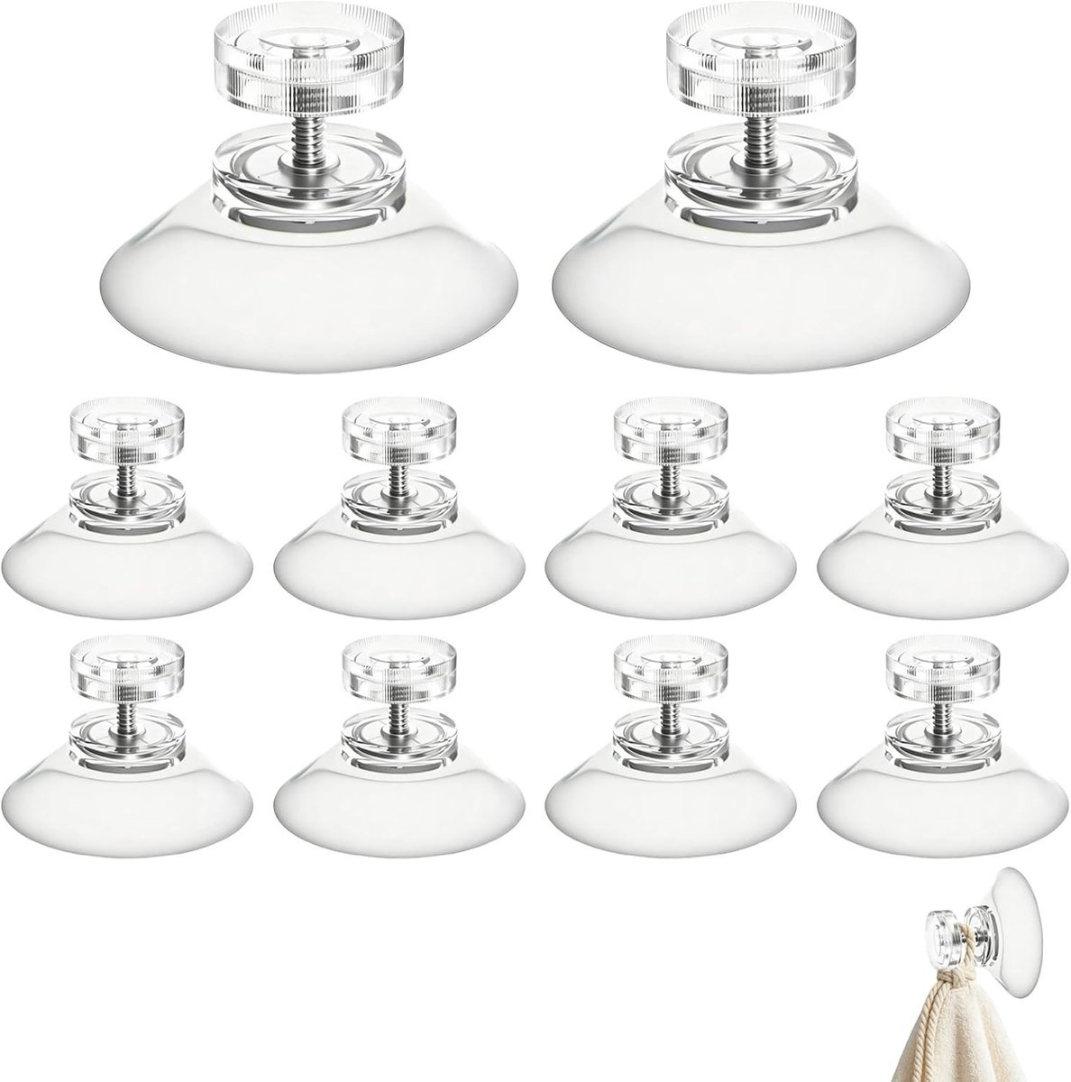 Zuignappen Set - Transparant - 32 mm - Extra Sterke PVC Zuignappen met Schroefdraad - Voor Gladde Oppervlakken